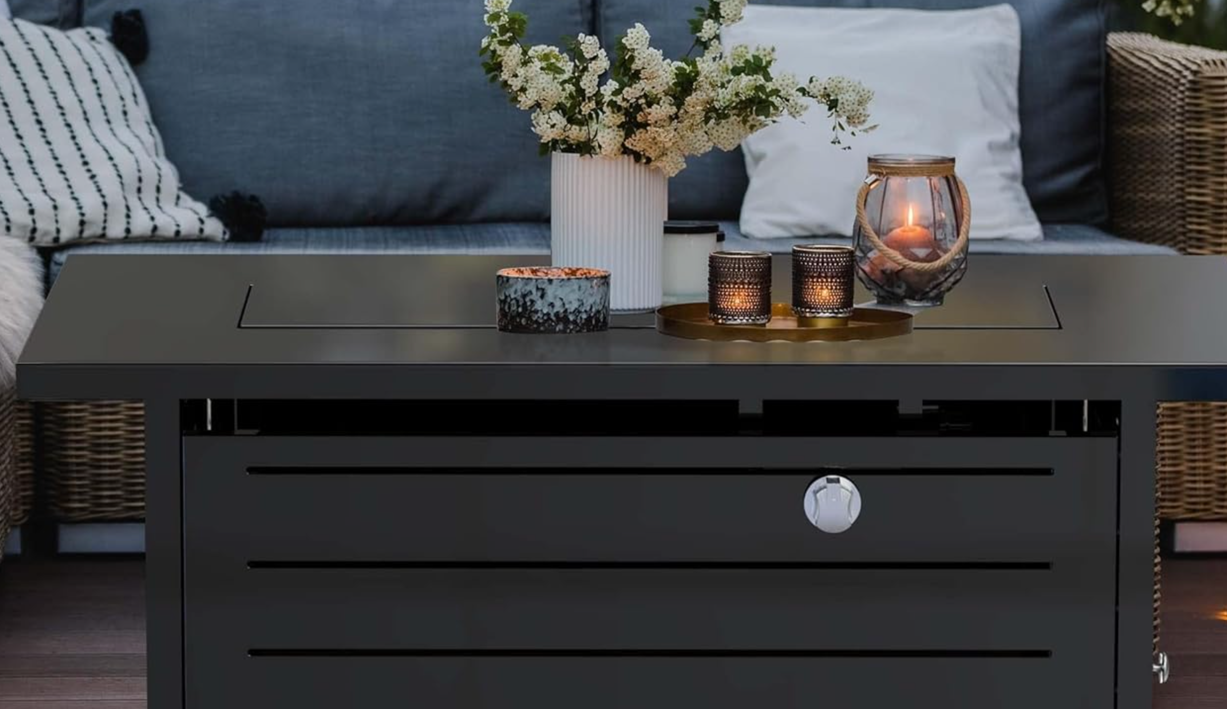 table top gas fire pit decor